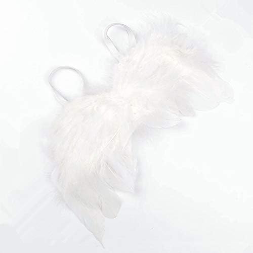 Nishine 2 Pack White Newborn Fuzzy Feather Angel Wings and Headband Set