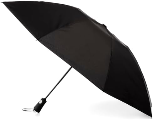 Totes Reverse Close Folding Inbrella with Auto Open Close Windproof Black