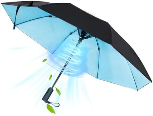 WOOLALA UV Sun Umbrella with Fan - UPF 50 Portable Cooling