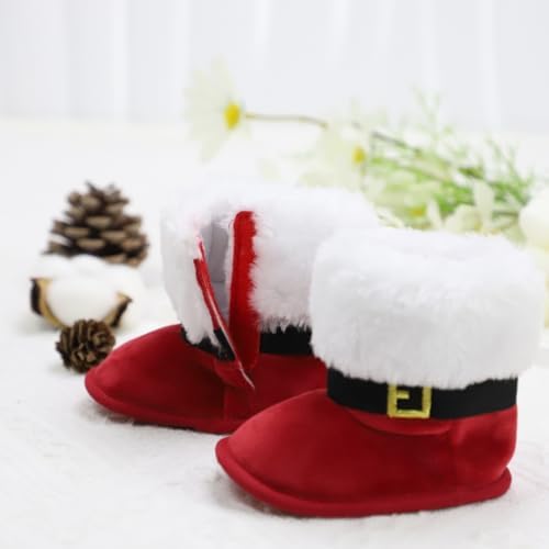 Cute Xmas Boots for Baby Boys Girls Winter Warm Plus Fleece Slippers