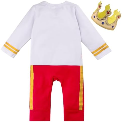 Xuomuen Baby Prince Costume Jumpsuit with Gold Crown