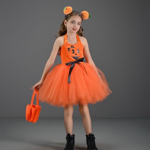 FYMNSI Kids Pumpkin Tutu Dress 3PCS Halloween Costume