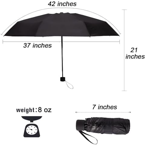 Goothdurs Mini Travel Windproof Umbrella - Compact Lightweight Sun Rain Protection