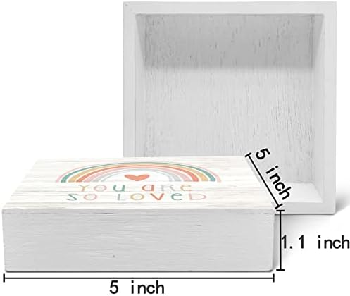 SRADMO Rainbow Heart Wooden Box Sign Desk Decor