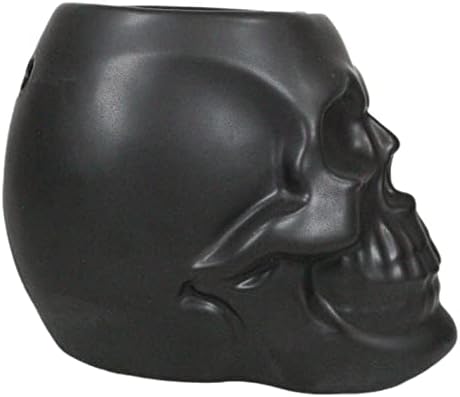 Ebros Gift Matte Black Skull Candle Warmer