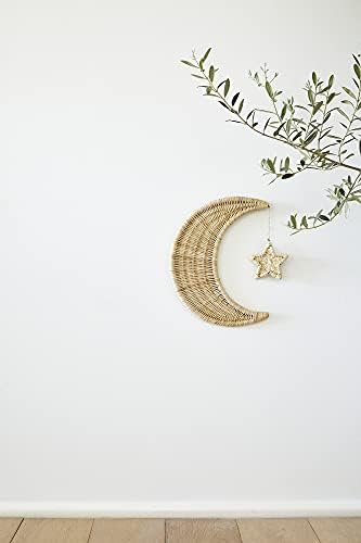 Handmade Rattan Moon Wall Decor with Stars