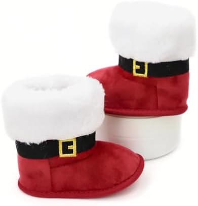Cute Xmas Boots for Baby Boys Girls Winter Warm Plus Fleece Slippers