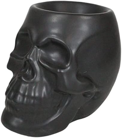 Ebros Gift Matte Black Skull Candle Warmer