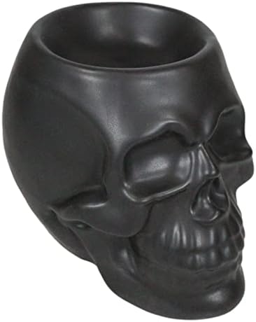 Ebros Gift Matte Black Skull Candle Warmer