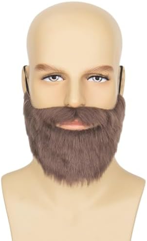 Cosela Fake Brown Beard Mens Mustache Costume Facial Hair Accessory