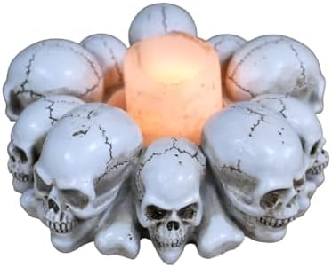 Skulls Candle Holder - Gothic Resin Statue White Medium 1