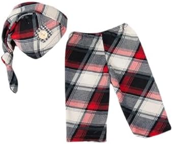 Vomdrok Newborn Baby Gentleman Lattice Hat and Pants Set