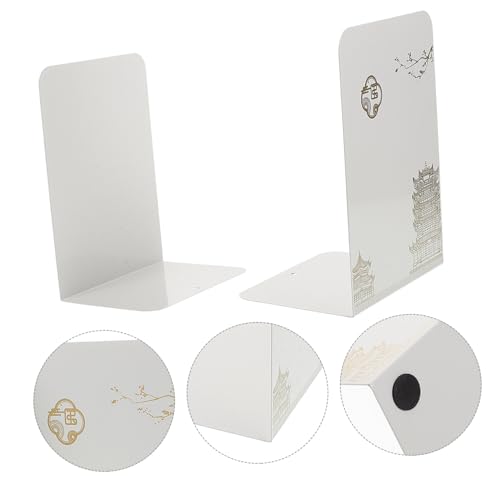 SHOWERORO 2pcs Metal Bookends for Heavy Books and Desk Organization