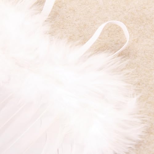 Nishine 2 Pack White Newborn Fuzzy Feather Angel Wings and Headband Set