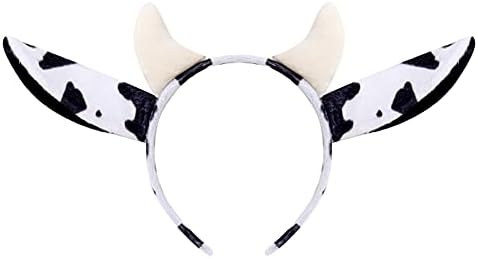 Girls Cow Cosplay Tutu Dress Set with Ears Headband Tail - 7-8 Years