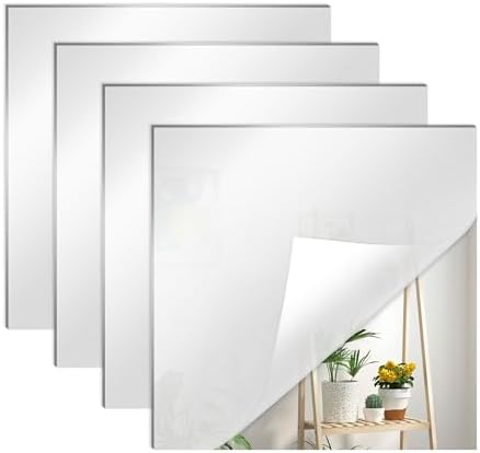 Quacc 4PCS 8x8 Inch Frameless Acrylic Mirrors