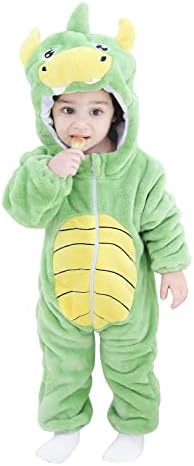 AGQT Christmas Animal Costume Flannel Hooded Romper for Baby 0-36M