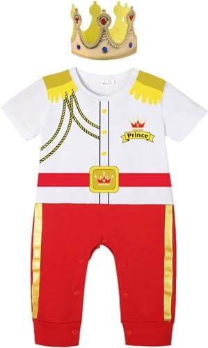 Baby Prince Costume Jumpsuit with Gold Crown