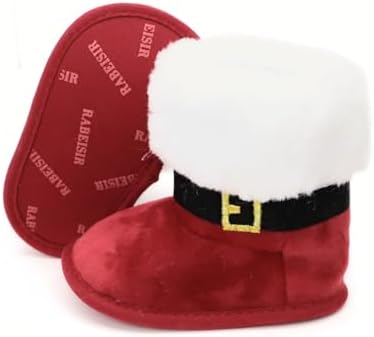 Cute Xmas Boots for Baby Boys Girls Winter Warm Plus Fleece Slippers