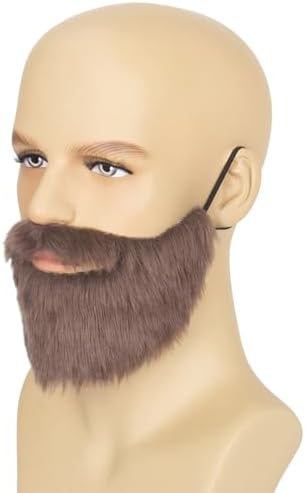 Cosela Fake Brown Beard Mens Mustache Costume Facial Hair Accessory