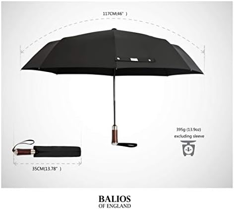Balios Travel Umbrella Golden Hardwood Handle Auto Open Close 1