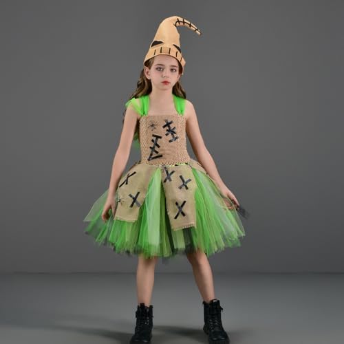 IMEKIS Halloween Ghost Tutu Dress with Hat for Girls 2-12T