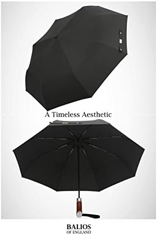 Balios Travel Umbrella Golden Hardwood Handle Auto Open Close 1