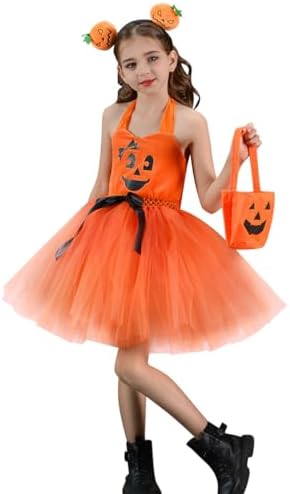 FYMNSI Kids Pumpkin Tutu Dress 3PCS Halloween Costume
