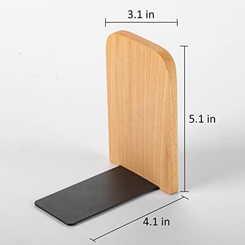 Muso Wood Book Ends for Shelves - Heavy Duty Beech Wood Pair