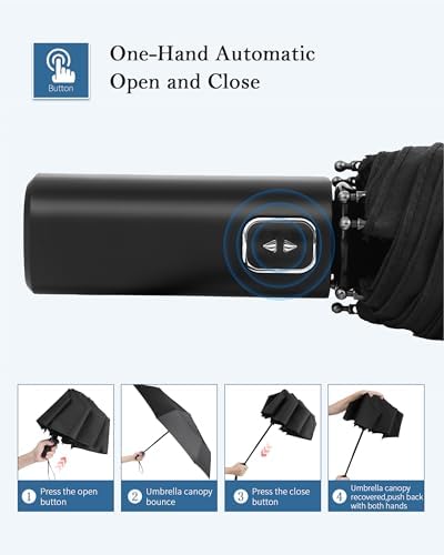 POKIXY Automatic Travel Umbrella - Compact Windproof UV Protection