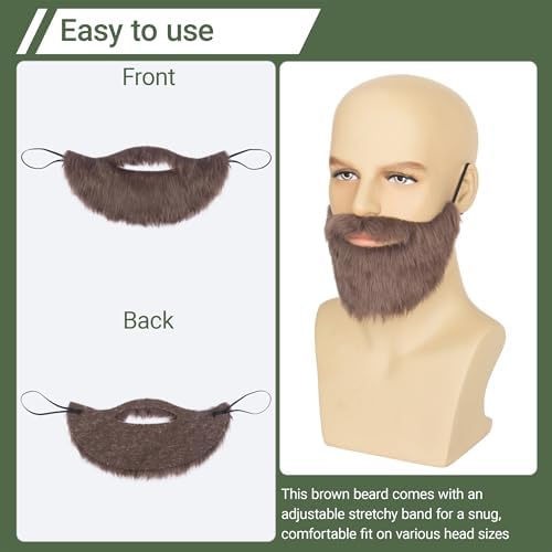 Cosela Fake Brown Beard Mens Mustache Costume Facial Hair Accessory