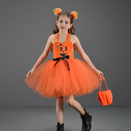 FYMNSI Kids Pumpkin Tutu Dress 3PCS Halloween Costume