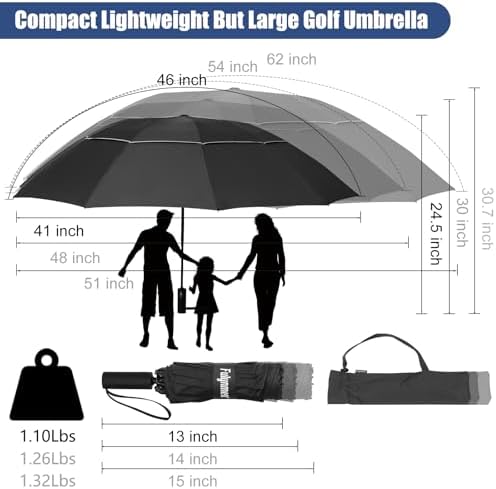 Fulynmen 62 Inch Windproof Travel Umbrella with Auto Open Close