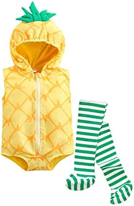 VISGOGO Halloween Baby Costumes Toddler Infant Boy Girl Avocado Pineapple Hooded Romper