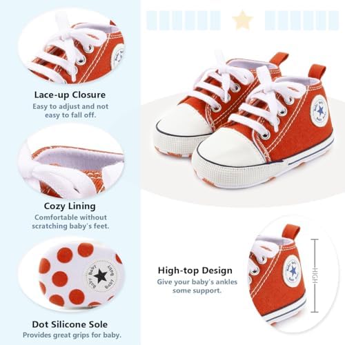 Meckior Baby Sneakers Soft Sole High-Top First Walkers