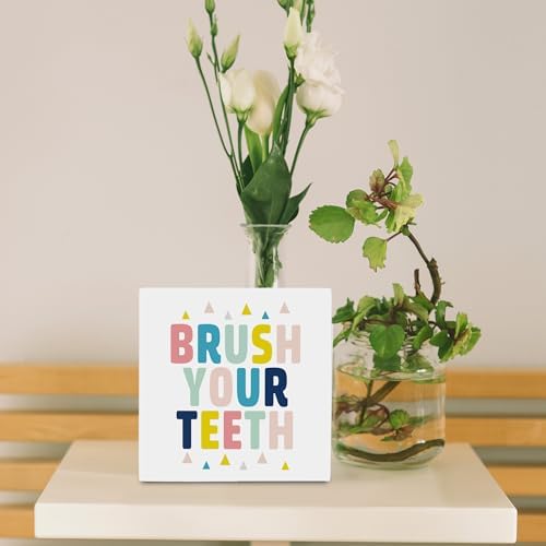 Kids Bathroom Decor Wooden Box Sign 5x5 1