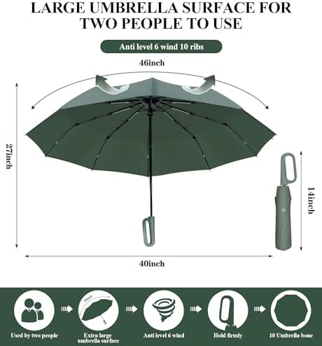 QWB TUMAAOTU Folding Travel Umbrella with Carabiner Clip