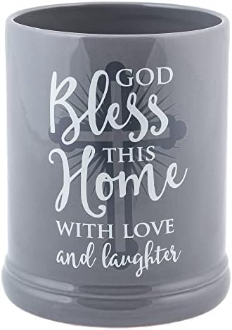God Bless This Home with Love Grey Stoneware Candle Warmer