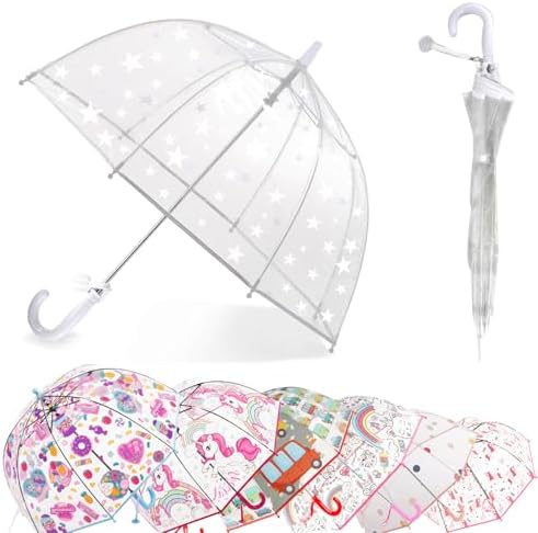 Baraida Kids Clear Dome Bubble Umbrella with Easy Grip Handle