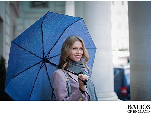 Balios Travel Umbrella Golden Hardwood Handle Auto Open Close