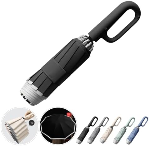 SSFUN Ring Buckle Fully Automatic Umbrella - Windproof and Reflective Safety Black
