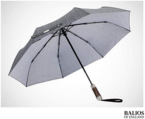 Balios Travel Umbrella Golden Hardwood Handle Auto Open Close