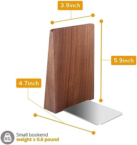 DRELIFAM Black Walnut Book Ends Heavy Duty
