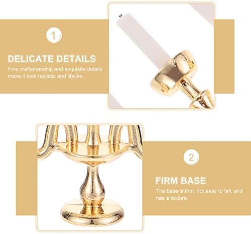 Toyvian 3pcs Miniature Candlestick Holders for Victorian Dollhouse