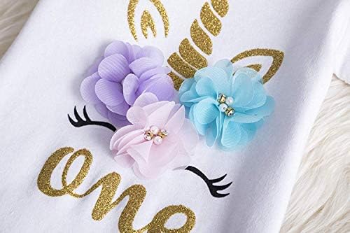 NEWEPIE Rainbow Unicorn Baby Birthday Costume 3pcs Set