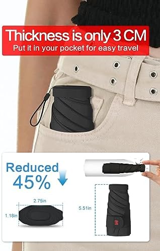 Moorrlii Mini Travel Folding Umbrella - UPF 50 Sun Rain Protection