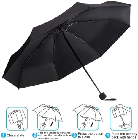 Goothdurs Mini Travel Windproof Umbrella - Compact Lightweight Sun Rain Protection