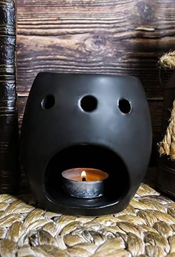 Ebros Gift Matte Black Skull Candle Warmer