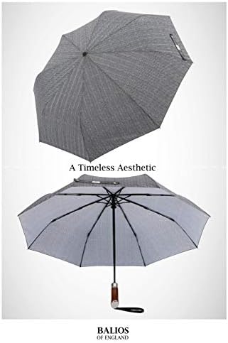Balios Travel Umbrella Golden Hardwood Handle Auto Open Close