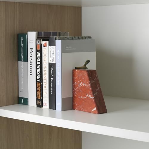 Koville Red Marble Bookends for Heavy Books